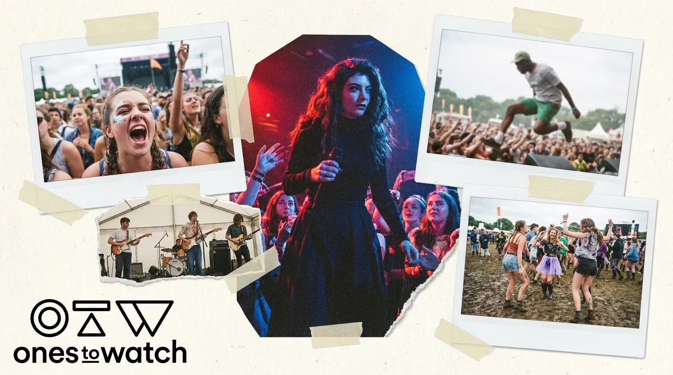 A OnesToWatch collage of live-music festival moments and emerging artists